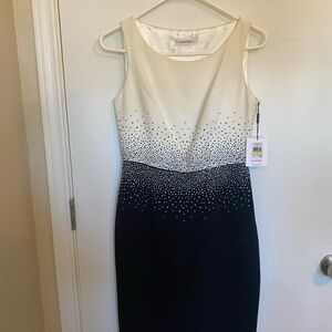 Calvin Klein Cream and Black Midi Dress